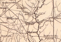 1865 Perry County, Alabama map showing location of Jericho, Cahawba Old Town and Brushy Creek